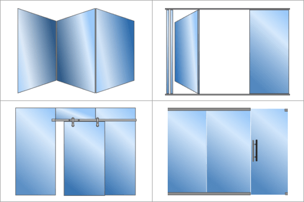 Variants of glass office partitions manufactured by CLG