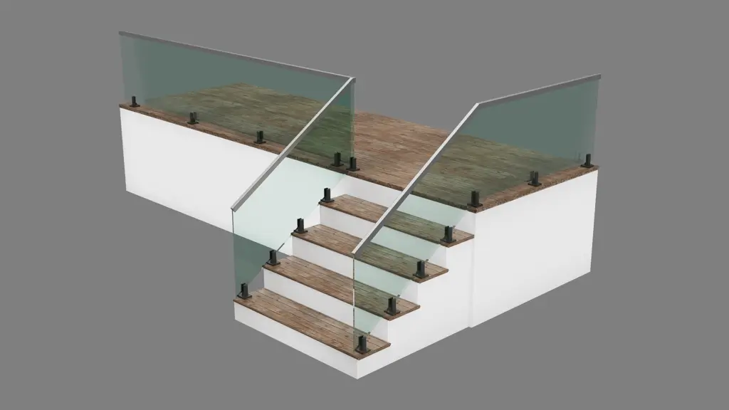 Stair railings on low vertical posts - 3D